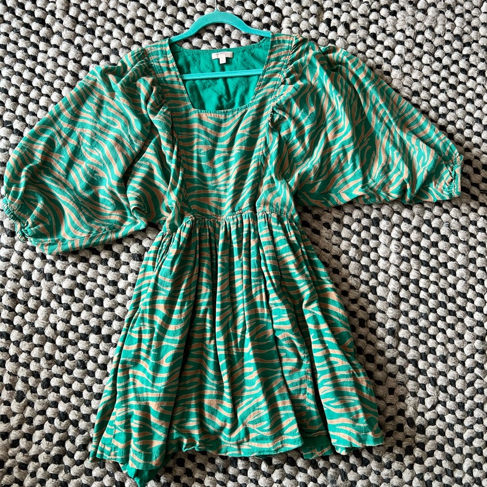 Pink Chicken NYC Green Zebra Juliet Dress